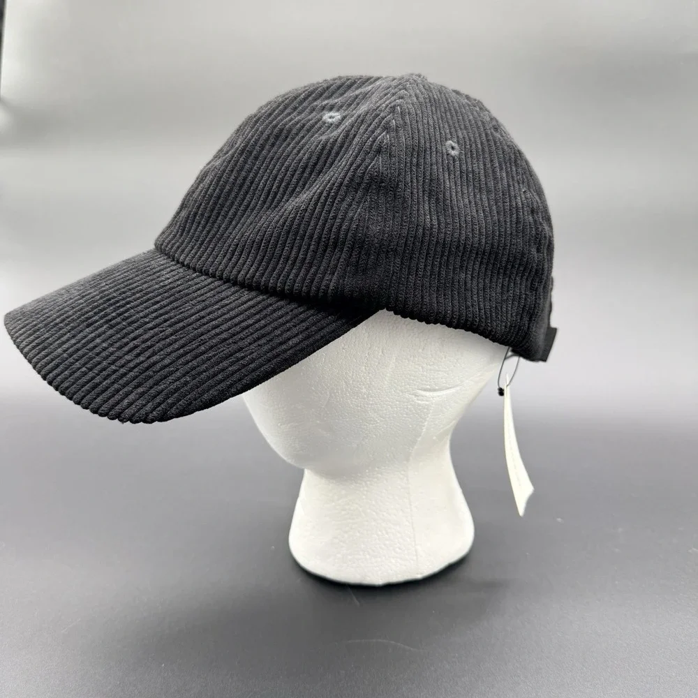 Anthropologie Black Corduroy Baseball Cap Adjustable Strapback Dad Hat NWT